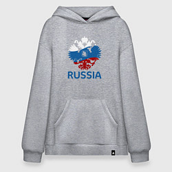 Толстовка-худи оверсайз Russia, цвет: меланж