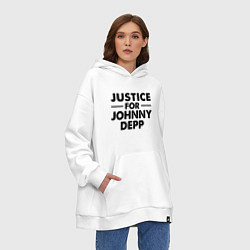 Толстовка-худи оверсайз Справедливость для Джонни Деппа, цвет: белый — фото 2