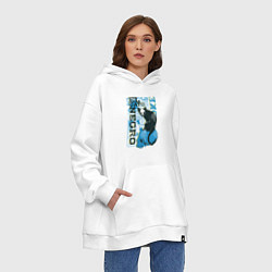 Толстовка-худи оверсайз Футболка с изображением черепа кошки, цвет: белый — фото 2