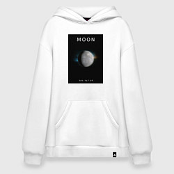 Толстовка-худи оверсайз Moon Луна Space collections, цвет: белый