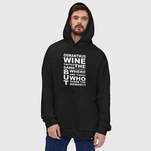 Худи оверсайз Чжун Ли Цитата OSMANTHUS WINE Genshin Impact / Черный – фото 4