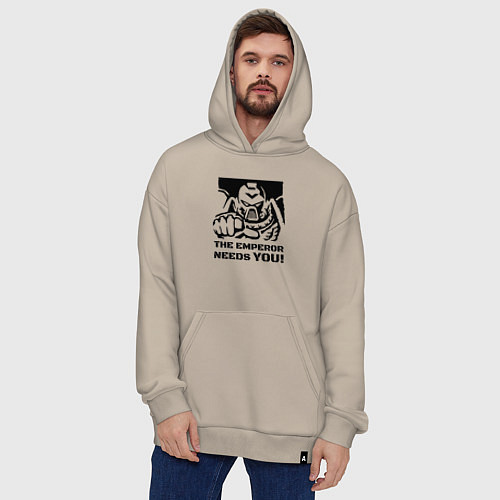 Худи оверсайз Император нуждается в тебе! трафарет / Миндальный – фото 4