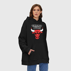 Толстовка-худи оверсайз Chicago Bulls, цвет: черный — фото 2