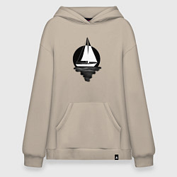 Толстовка-худи оверсайз Яхта в круге, цвет: миндальный