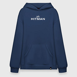 Толстовка-худи оверсайз Hitman - лого, цвет: тёмно-синий