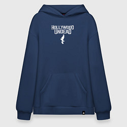 Толстовка-худи оверсайз Hollywood Undead - logo, цвет: тёмно-синий