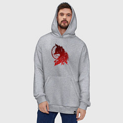 Толстовка-худи оверсайз Ловец снов и лис с перьями, цвет: меланж — фото 2