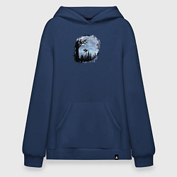 Толстовка-худи оверсайз Лисичка на качелях, цвет: тёмно-синий