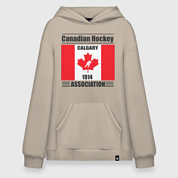 Толстовка-худи оверсайз Федерация хоккея Канады, цвет: миндальный