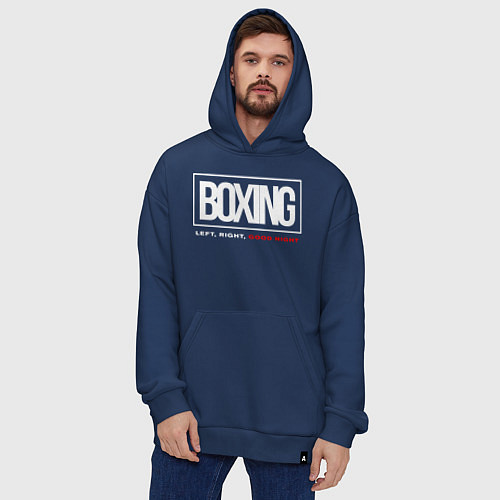 Худи оверсайз Boxing good night / Тёмно-синий – фото 4