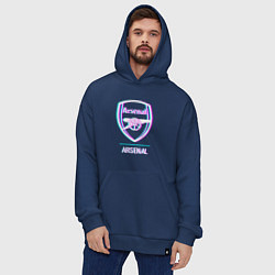 Толстовка-худи оверсайз Arsenal FC в стиле glitch, цвет: тёмно-синий — фото 2