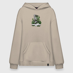 Толстовка-худи оверсайз Атака русских мертвецов - Осовец, цвет: миндальный