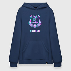 Толстовка-худи оверсайз Everton FC в стиле glitch, цвет: тёмно-синий