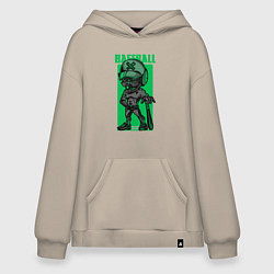 Толстовка-худи оверсайз Пёс бейсболист, цвет: миндальный