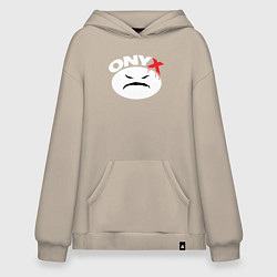 Толстовка-худи оверсайз Onyx logo white, цвет: миндальный