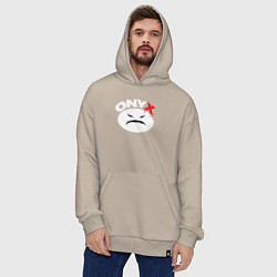 Толстовка-худи оверсайз Onyx logo white, цвет: миндальный — фото 2