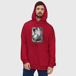 Толстовка-худи оверсайз Юрий Шатунов - портрет с автографом, цвет: красный — фото 2