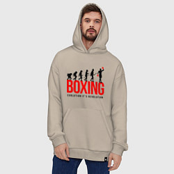 Толстовка-худи оверсайз Boxing evolution, цвет: миндальный — фото 2