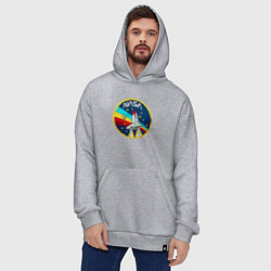 Толстовка-худи оверсайз NASA - emblem - USA, цвет: меланж — фото 2