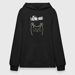 Толстовка-худи оверсайз Blink 182 rock cat, цвет: черный