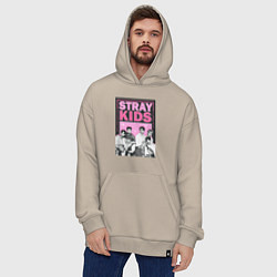 Толстовка-худи оверсайз Stray Kids boy band, цвет: миндальный — фото 2