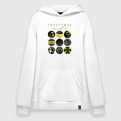 Толстовка-худи оверсайз Twenty One Pilots коллаж, цвет: белый