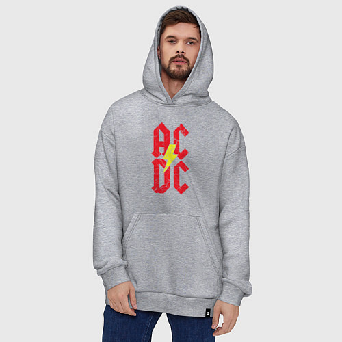 Худи оверсайз AC DC logo / Меланж – фото 4