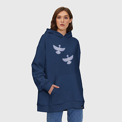 Толстовка-худи оверсайз Горлицы неразлучники, цвет: тёмно-синий — фото 2