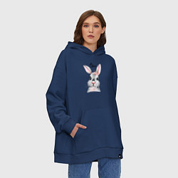 Толстовка-худи оверсайз Кролик - символ 2023 года, цвет: тёмно-синий — фото 2