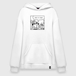 Толстовка-худи оверсайз This is fine mem, цвет: белый