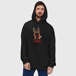 Толстовка-худи оверсайз A rabbit with a bloody knife, цвет: черный — фото 2