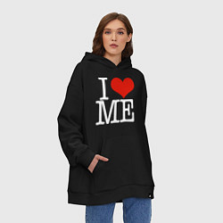 Толстовка-худи оверсайз I love me, цвет: черный — фото 2