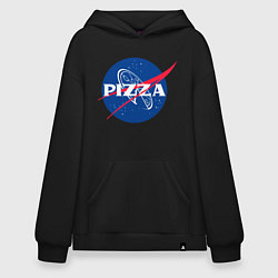 Толстовка-худи оверсайз Nasa - pizza, цвет: черный