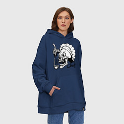 Толстовка-худи оверсайз Chef skull, цвет: тёмно-синий — фото 2
