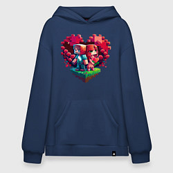Толстовка-худи оверсайз Влюбленные в Minecraft, цвет: тёмно-синий