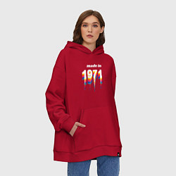 Толстовка-худи оверсайз Made in 1971 liquid art, цвет: красный — фото 2