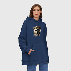 Толстовка-худи оверсайз Animal power, цвет: тёмно-синий — фото 2