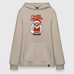 Толстовка-худи оверсайз Christmas Mario, цвет: миндальный
