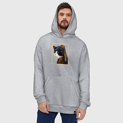 Толстовка-худи оверсайз Кошечка с жемчужной сережкой Ян Вермеер, цвет: меланж — фото 2