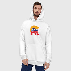 Толстовка-худи оверсайз Trump elephant, цвет: белый — фото 2