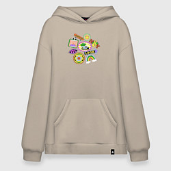 Толстовка-худи оверсайз Eve look love, цвет: миндальный