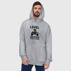 Толстовка-худи оверсайз Level 13 unlocked, цвет: меланж — фото 2
