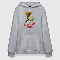 Толстовка-худи оверсайз Chicken Gun logo, цвет: меланж