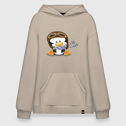 Худи оверсайз Пингвин в шапке лётчика