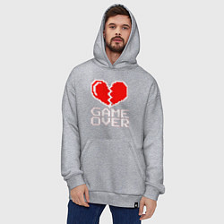 Толстовка-худи оверсайз Game Over на красном фоне, цвет: меланж — фото 2