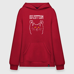 Толстовка-худи оверсайз Led Zeppelin rock cat, цвет: красный