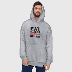 Толстовка-худи оверсайз Надпись: eat sleep Valorant repeat, цвет: меланж — фото 2