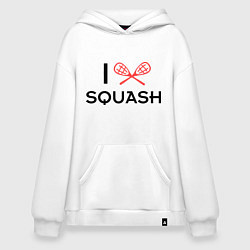 Толстовка-худи оверсайз I Love Squash, цвет: белый