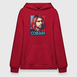 Толстовка-худи оверсайз Nirvana - Kurt Cobain, цвет: красный