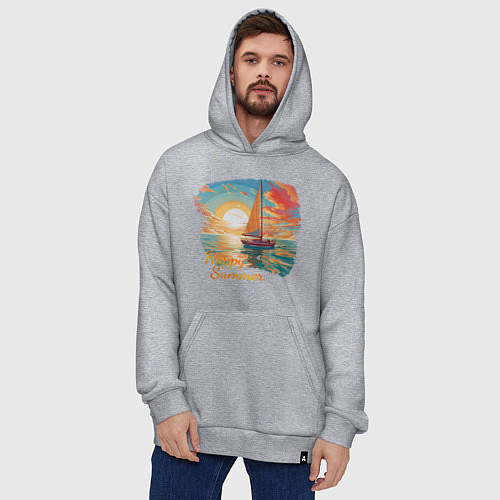 Худи оверсайз Счастливое яркое лето / Меланж – фото 4